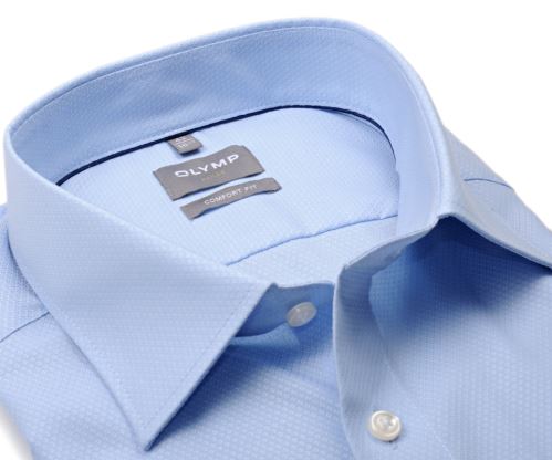 Olymp Comfort Fit – světle modrá košile s vetkanými kosočtverečky