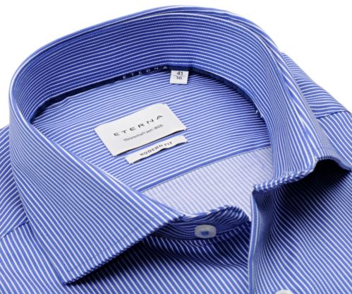 Eterna Modern Fit - modrá prúžkatá košeľa - predĺžený rukáv