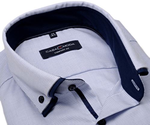 Casa Moda Comfort Fit Premium – košeľa so svetlomodrou kostičkou a dvojitým golierom