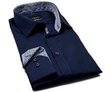 Venti Modern Fit – tmavomodrá košeľa s modrým vnútorným golierom a manžetou - extra predĺžený rukáv (1)