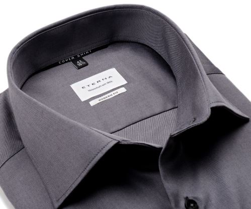 Eterna Modern Fit Twill Cover - luxusná sivá nepriehľadná košeľa