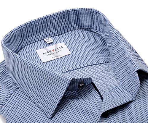 Marvelis Modern Fit – košile s modrým vetkaným vzorem - prodloužený rukáv