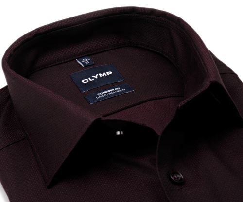 Olymp Comfort Fit – tmavě červená košile s vetkaným vzorem Olymp Comfort Fit – tmavě červená košile s vetkaným vzorem