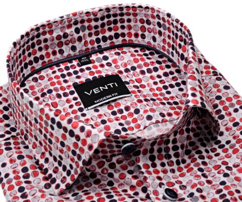 Venti Modern Fit – košeľa s tľačenými červeno-modrými kolečkami - extra predĺžený rukáv