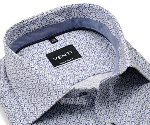 Venti Modern Fit – luxusná košeľa s modrým vzorom, vnútorným golierom a manžetou Venti Modern Fit – luxusná košeľa s modrým vzorom, vnútorným golierom a manžetou