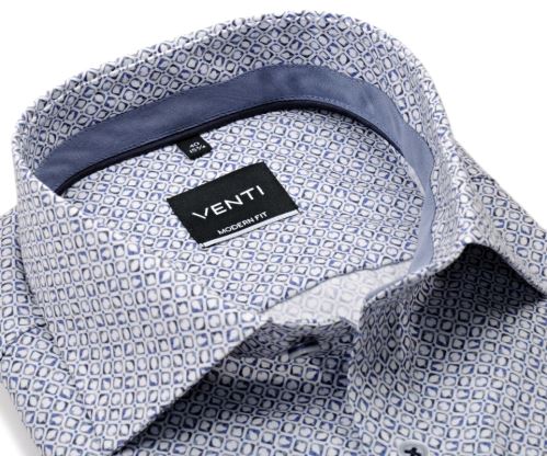 Venti Modern Fit – luxusná košeľa s modrým vzorom, vnútorným golierom a manžetou