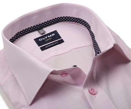Olymp Luxor Modern Fit – růžová košile s vnitřním límcem a manžetou
