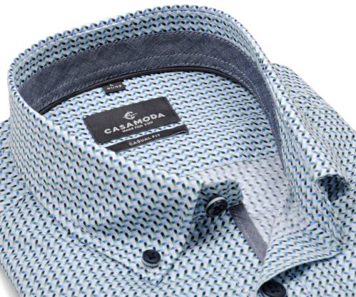 Casa Moda Casual Fit - volnočasová košile s modro-zeleným vzorem - extra prodloužený rukáv Casa Moda Casual Fit - volnočasová košile s modro-zeleným vzorem - extra prodloužený rukáv