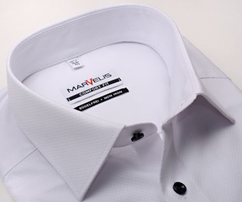 Marvelis Comfort Fit – biela košeľa s votkaným vzorom - krátky rukáv