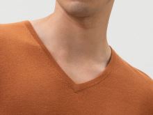 Svetr Olymp Level Five z merino vlny s příměsí hedvábí – oranžový - V-výstřih