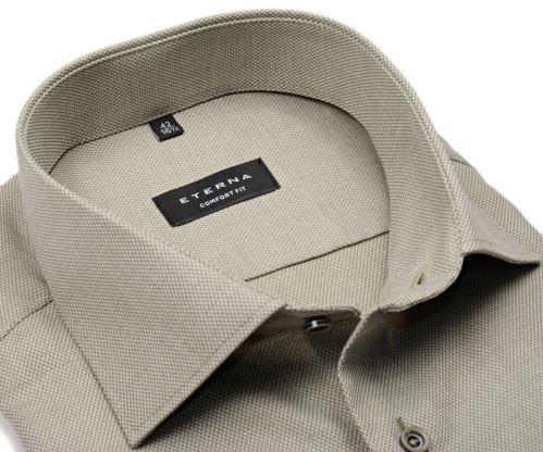 Eterna Comfort Fit - khaki košile s jemnou strukturou - krátký rukáv