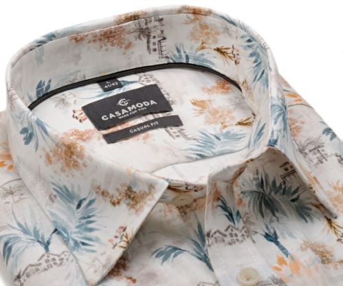 Casa Moda Casual Fit - designová lněná s motivy oázy - krátký rukáv Casa Moda Casual Fit - designová lněná s motivy oázy - krátký rukáv