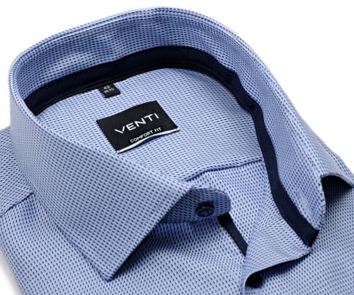 Venti Comfort Fit – svetlomodrá košeľa s votkaným prúžkom a vnútorným golierom Venti Comfort Fit – svetlomodrá košeľa s votkaným prúžkom a vnútorným golierom