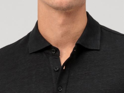 Lněné polo tričko Olymp - černé s límečkem