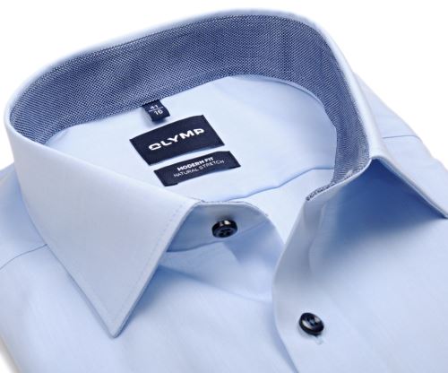 Olymp Modern Fit Natural Stretch – světle modrá košile s modrým vnitřním límcem a manžetou Olymp Modern Fit Natural Stretch – světle modrá košile s modrým vnitřním límcem a manžetou
