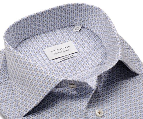 Eterna Comfort Fit Twill – košile s modro-béžovým vzorem
