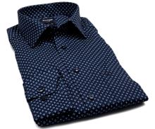 Olymp Modern Fit – tmavomodrá košeľa so štruktúrou a svetlomodro-bielym vzorom (1)