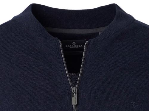 Bavlnený pulóver na zips s krátkym stojáčikom Casa Moda – tmavomodrý Bavlnený pulóver na zips s krátkym stojáčikom Casa Moda – tmavomodrý