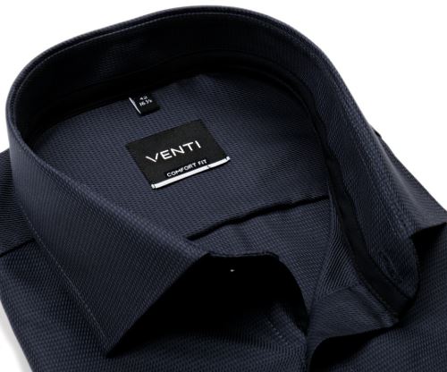 Venti Comfort Fit – tmavě šedá košile s černým vetkaným proužkem a vnitřním límcem Venti Comfort Fit – tmavě šedá košile s černým vetkaným proužkem a vnitřním límcem