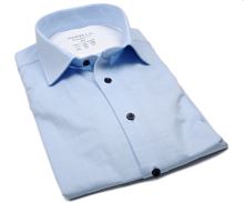 Marvelis Body Fit Jersey – elastická svetlomodrá košeľa s votkanou kockou (1)
