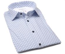 Marvelis Modern Fit Jersey – elastická košeľa s modrým mozaikovým vzorom (1)