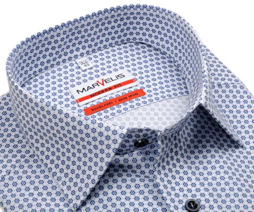 Marvelis Modern Fit – košile s modrými puntíky a kolečky - krátký rukáv