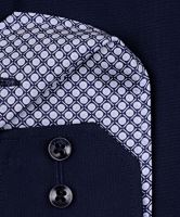 Eterna Comfort Fit – tmavomodrá košeľa s modro-bielym vnútorným golierom a manžetou - predĺžený rukáv (2)