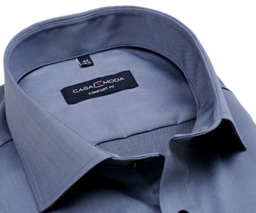 Casa Moda Comfort Fit Twill – luxusná kovovo modrá košeľa - predĺžený rukáv