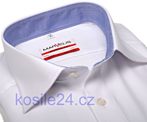 Marvelis Modern Fit – luxusná biela košeľa so štruktúrou a vnútorným golierom a manžetou