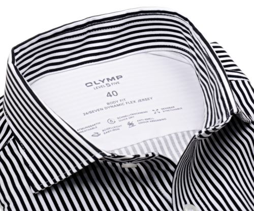 Olymp Modern Fit 24/Seven – luxusní elastická košile s černým proužkem