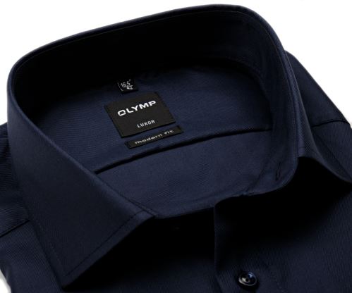 Olymp Modern Fit Twill – luxusná nepriehľadná tmavomodrá košeľa s diagonálnou štruktúrou