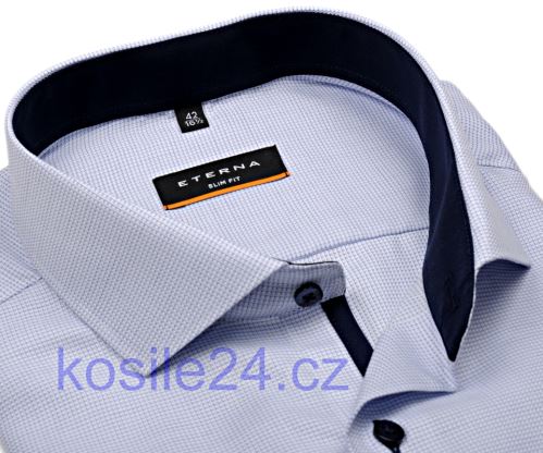 Eterna Slim Fit – košile s modrým vetkaným vzorem a vnitřním límcem, manžetou a légou