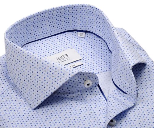 Eterna 1863 Slim Fit Two Ply - luxusní bledě modrá košile s modrým vzorem