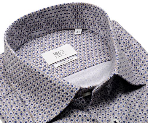Eterna 1863 Comfort Fit Two Ply NEVER IRON - luxusní košile s modro-béžovými kosočtverečky