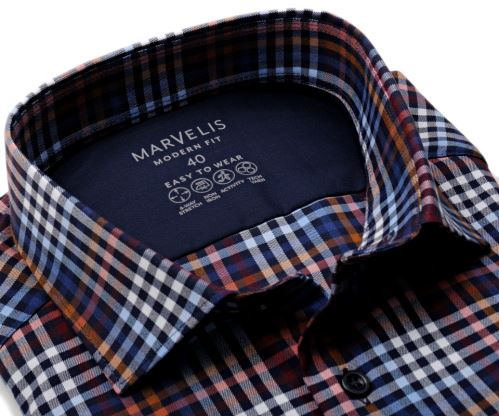 Marvelis Modern Fit - elastická košeľa s farebným károm