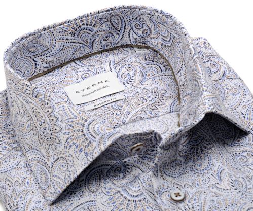 Eterna Modern Fit Twill – košeľa s modro-béžovým vzorom paisley