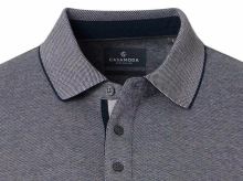 Polo tričko Casa Moda s golierkom a dlhým rukávom – sivo-modré