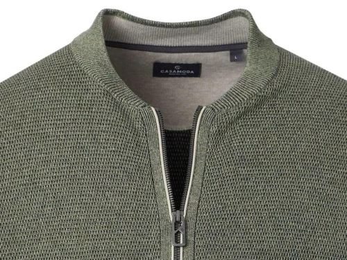Bavlněný rozepínací svetr Casa Moda – zelený s kapsami