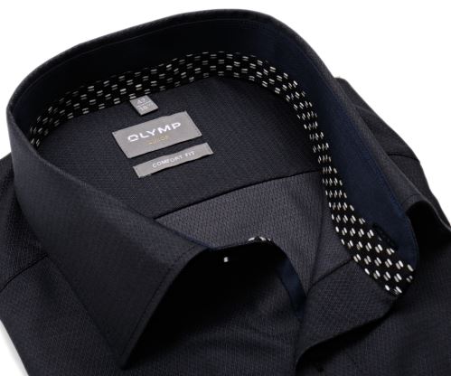 Olymp Comfort Fit – antracitová košeľa s jemnou štruktúrou, vnútorným golierom a manžetou