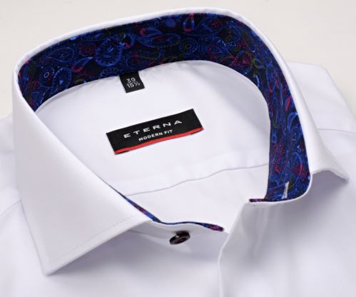 Eterna Modern Fit Fine Oxford – biela košeľa s jemnou štruktúrou a vnútorným golierom - predĺžený rukáv