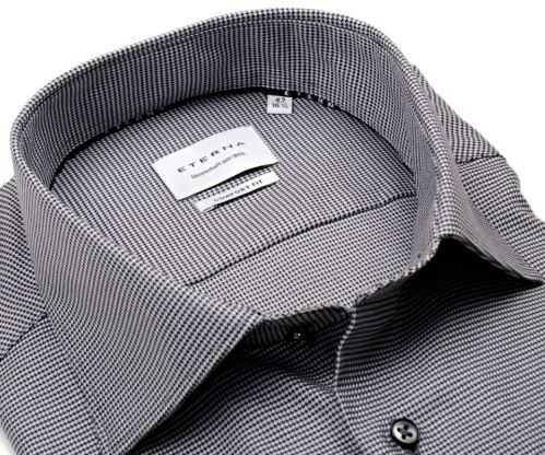 Eterna Comfort Fit – košeľa so sivo-čiernym votkaným vzorom - extra predĺžený rukáv