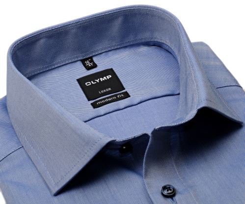 Olymp Modern Fit Twill – luxusná nepriehľadná modrá košeľa s diagonálnou štruktúrou