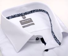 Olymp Luxor Comfort Fit – biela košeľa s vnútornou manžetou s kvetinovým vzorom - predĺžený rukáv