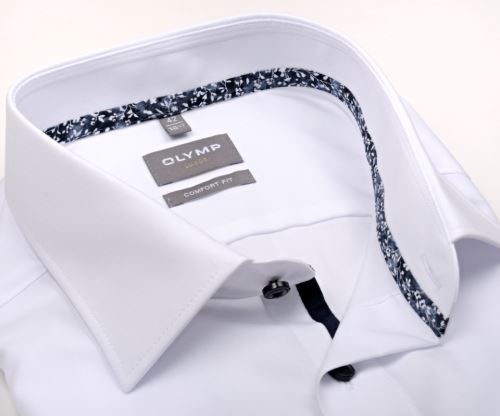 Olymp Luxor Comfort Fit – biela košeľa s vnútornou manžetou s kvetinovým vzorom - predĺžený rukáv Olymp Luxor Comfort Fit – biela košeľa s vnútornou manžetou s kvetinovým vzorom - predĺžený rukáv