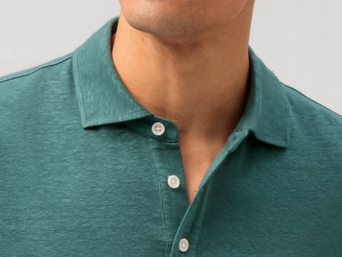 Ľanové polo tričko Olymp - zelené s golierkom