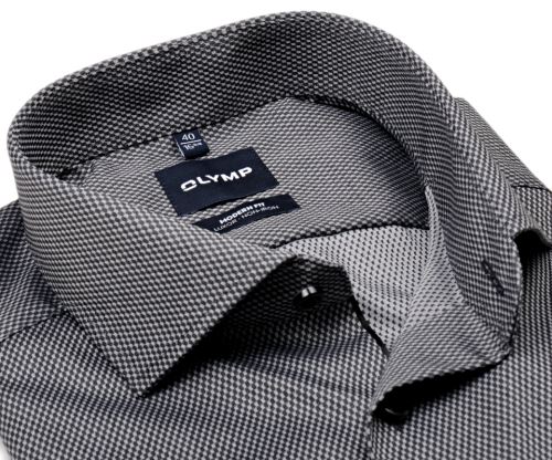 Olymp Modern Fit – šedá košile s šachovnicovým vzorem - prodloužený rukáv Olymp Modern Fit – šedá košile s šachovnicovým vzorem - prodloužený rukáv