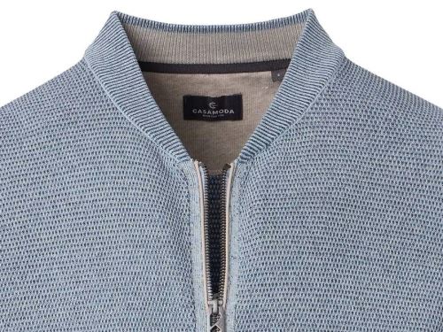 Bavlněný rozepínací svetr Casa Moda – bledě modrý s kapsami Bavlněný rozepínací svetr Casa Moda – bledě modrý s kapsami