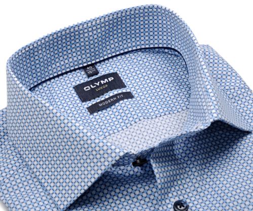 Olymp Modern Fit – košeľa s modrými štvorčekmi - predĺžený rukáv