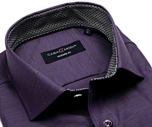 Casa Moda Modern Fit Premium – fialová košeľa so štruktúrou a vnútorným golierom - extra predĺžený rukáv