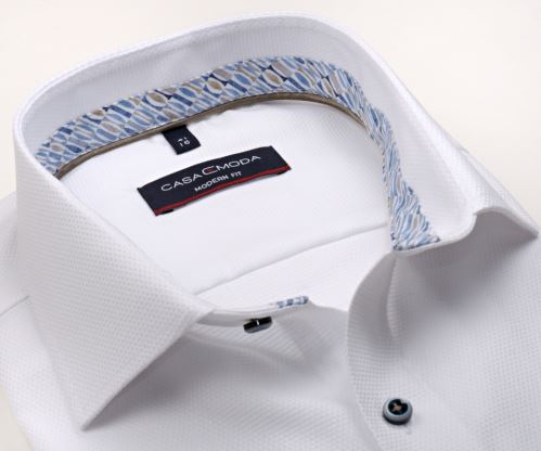 Casa Moda Modern Fit – biela košeľa s votkanou štruktúrou, vnútorným golierom a manžetou